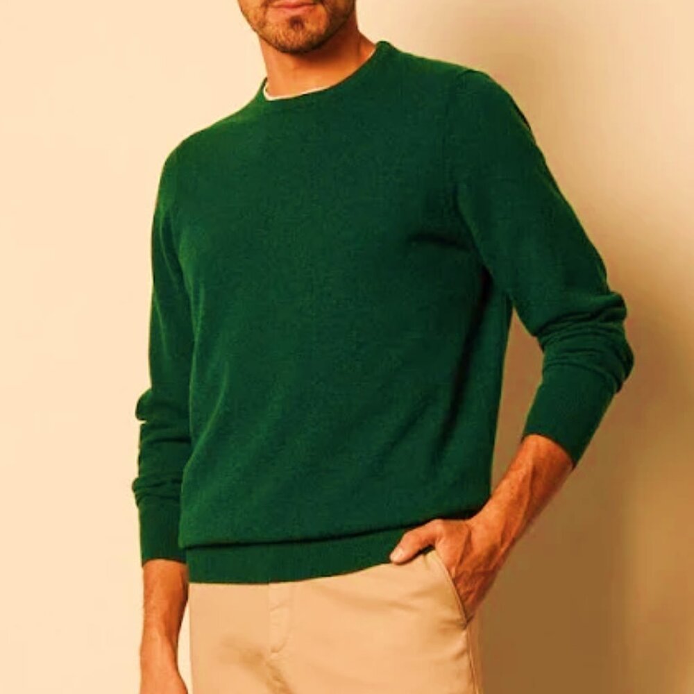 Magaschoni Men's Green Cashmere Crewneck Sweater